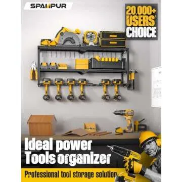 Spampur Power Tool Organizer for Tool Storage, Drill Holder Wall Mount with Charging Station, Tool H...