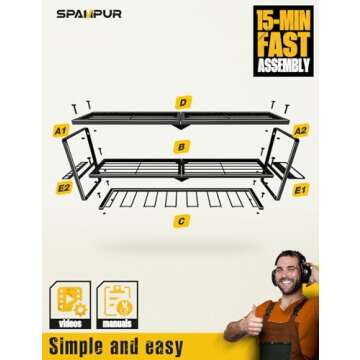 Spampur Power Tool Organizer for Tool Storage, Drill Holder Wall Mount with Charging Station, Tool Holder and Storage Rack for Garage Organization, Heavy Duty Metal Tool Shelf with Battery Holder