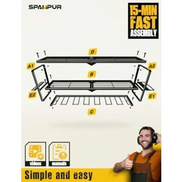 Spampur Power Tool Organizer for Tool Storage, Drill Holder Wall Mount with Charging Station, Tool Holder and Storage Rack for Garage Organization, Heavy Duty Metal Tool Shelf with Battery Holder