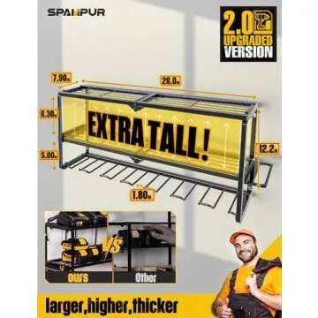 Spampur Power Tool Organizer for Tool Storage, Drill Holder Wall Mount with Charging Station, Tool Holder and Storage Rack for Garage Organization, Heavy Duty Metal Tool Shelf with Battery Holder