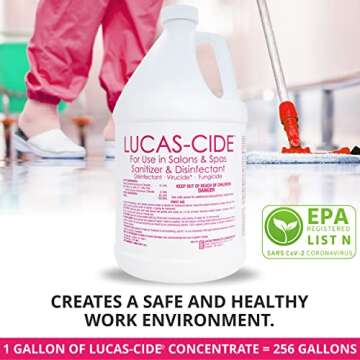LUCAS-CIDE Salon and Spa Disinfectant Multipurpose Surface Sanitizer, Hospital Grade, EPA Disinfectant Cleaning Supplies Solution 1 Gallon - Pink
