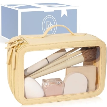 Beige Clear Makeup Bag with Zipper Organizer for Women