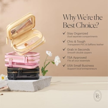 Beige Clear Makeup Bag with Zipper Organizer for Women