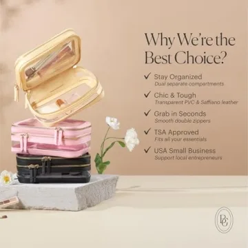 Beige Clear Makeup Bag with Zipper Organizer for Women