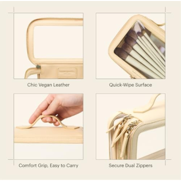 Beige Clear Makeup Bag with Zipper Organizer for Women