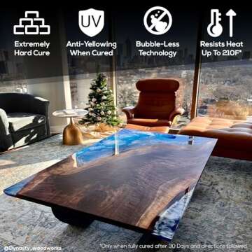 Deep Pour Epoxy Resin Liquid Glass 3 GL Kit, 2-4 inch Super Clear Amazing Flow Casting Resin Kit, High Temp Heat UV Resistant Food Safe Epoxy, Bubble Free Low Viscosity Cast & Coat Stone Wood Metal