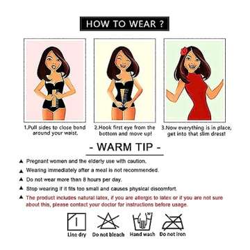 YIANNA Waist Trainer for Women Latex Underbust Waist Corsets Cincher Hourglass Body Shaper 4 Hooks, (Size M, Black)