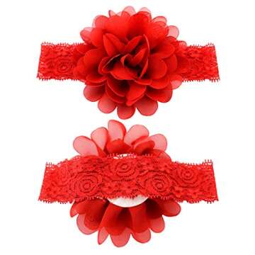 WillingTee 20pcs Baby Girls Headbands Chiffon Flower Soft Stretchy Hair Band Hair Accessories for Baby Girls Newborns Infants Toddlers and Kids