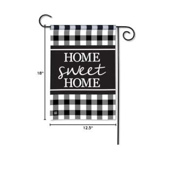 Breeze Art Studio M Home Sweet Home Black & White Check Garden Flag 31790