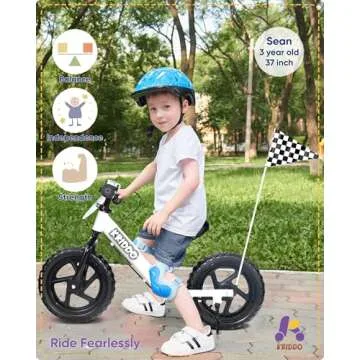 KRIDDO Pro Toddler Balance Bike for 2+ Year Old, 12 Inch Push Bicycle w Hand Brake & Kickstand, Gift...