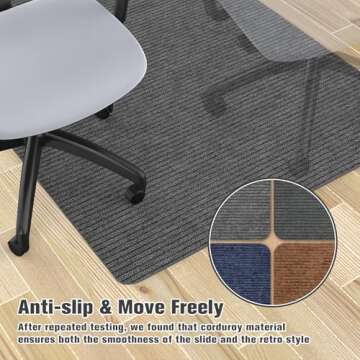 Placoot Desk Chair Mat for Hardwood Floor & Tile - Eco-Friendly, Non-Slip, 55"x35"