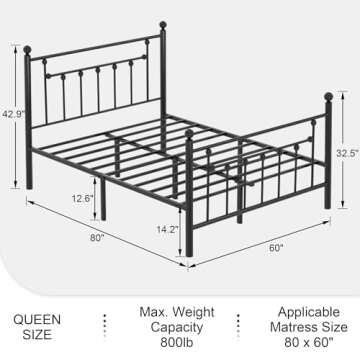 Stylish VECELO Queen Metal Bed Frame with Storage