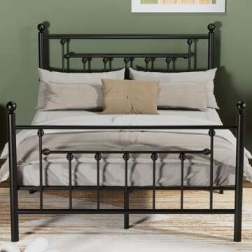 Stylish VECELO Queen Metal Bed Frame with Storage