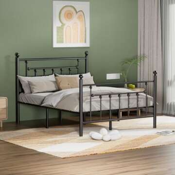 Stylish VECELO Queen Metal Bed Frame with Storage