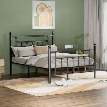Stylish VECELO Queen Metal Bed Frame with Storage