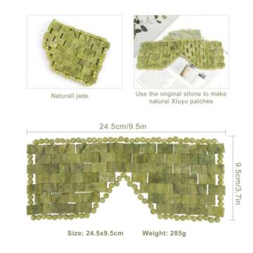 Jade Eye Mask,Large Facial Cooling Mask with 100% Real Jade for Hot & Cold Therapy,Green Jade Facial Eyes Sleeping Mask Relief Eye Cover