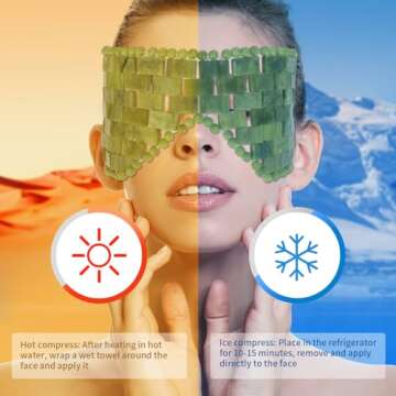 Jade Eye Mask,Large Facial Cooling Mask with 100% Real Jade for Hot & Cold Therapy,Green Jade Facial Eyes Sleeping Mask Relief Eye Cover