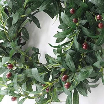 SMLJFO Door Wreath Artificial Olive Wreath 22inch Green Leaves Wreath Spring Wreath with Olive Fruit for Front Door,Window, Wall, Wedding Indoor Outdoor Decor,55cm(210302HT26-10647-1828599191)