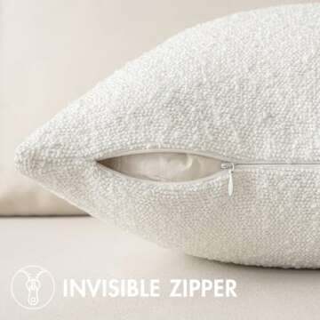 MIULEE Set of 2 Decorative Couch Pillow Covers 18x18 Inch White Neutral Throw Pillows Textured Boucle Accent Solid Cushion Pillowcase Spring Cozy Soft Chair Sofa Bedroom Livingroom Home Decor