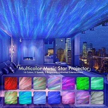 Rossetta Star Projector, Galaxy Projector for Bedroom, LED Night Light Aurora Projector with Bluetoo...