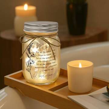 Charming Mason Jar Night Light for Mom Unique Gift for Mother's Day Christmas
