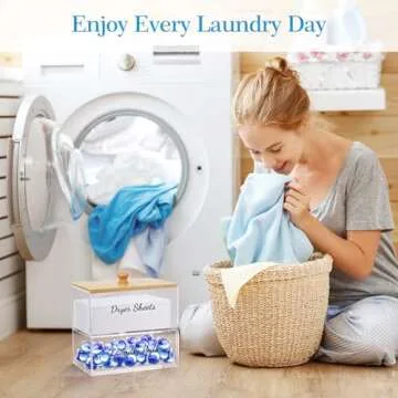 JYPS Acrylic Dryer Sheet Holder with Bamboo Lid for Organization