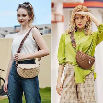 Eslcorri Small Crossbody Sling Bag for Women Trendy - Fashionable Fanny Packs Vegan Leather Chest Be...