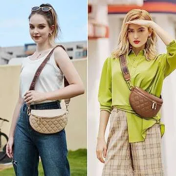 Eslcorri Small Crossbody Sling Bag for Women - Fashionable Vegan Leather Fanny Pack