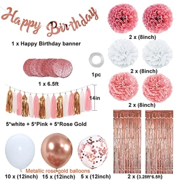 Rose Gold Pink Birthday Decorations for All Occasions