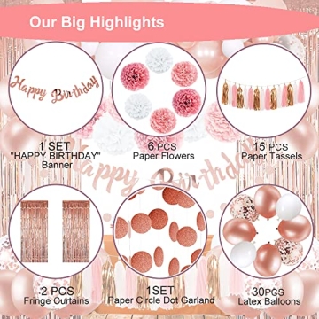 Rose Gold Pink Birthday Decorations for All Occasions