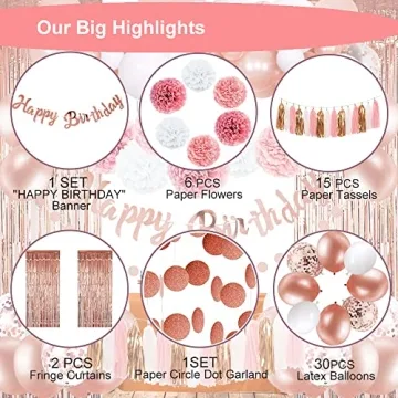 Rose Gold Pink Birthday Decorations for All Occasions