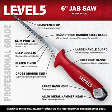 6" Precision Jab Saw w/Soft Grip Handle, LEVEL5 | Pro-Grade | 5-100