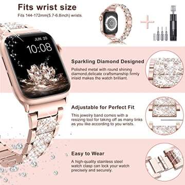 Rose Gold Bling Apple Watch Band for Women