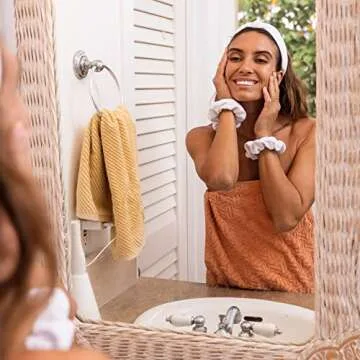 FROG SAC Spa Headband for Washing Face, Teen Girls White Terrycloth Skincare Headbands and Wristbands, Soft Facial Makeup Towel Head Band, Skin Care Girl Hair Accessories