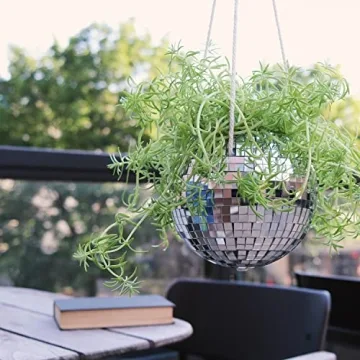 Lunar Sol Disco Ball Planter with Macrame and Stand