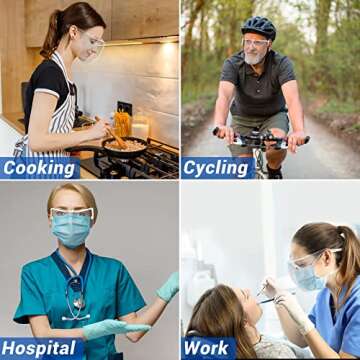 4 Pack Face Shield with Glasses, Face Mask Shield Anti-Fog Clear Ultra Clear Reusable Protective Pla...