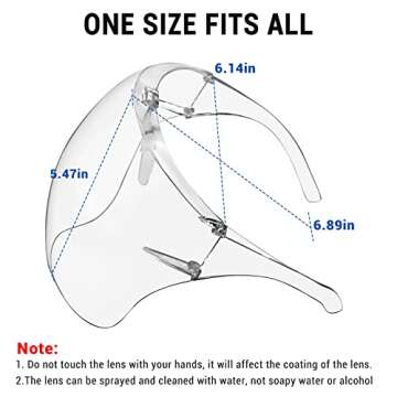 4 Pack Face Shield with Glasses, Face Mask Shield Anti-Fog Clear Ultra Clear Reusable Protective Plastic Face Shield Mask Droplet Splash Guard for Women Men Kids