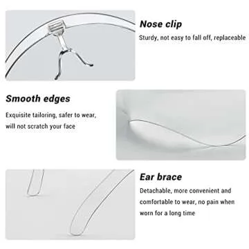 4 Pack Face Shield with Glasses, Face Mask Shield Anti-Fog Clear Ultra Clear Reusable Protective Plastic Face Shield Mask Droplet Splash Guard for Women Men Kids