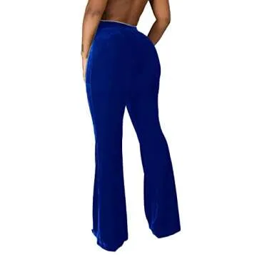 Stylish High Waisted Velvet Flare Pants for Women