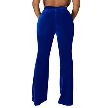 Stylish High Waisted Velvet Flare Pants for Women