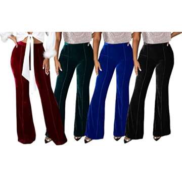 Stylish High Waisted Velvet Flare Pants for Women