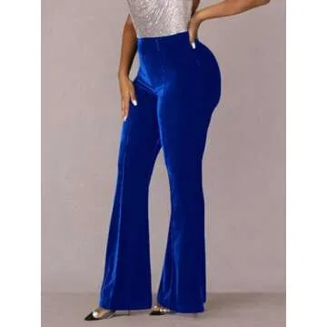 Stylish High Waisted Velvet Flare Pants for Women