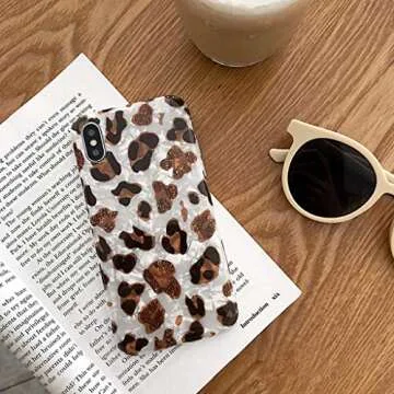 J.west iPhone Xs Max Case,Luxury Sparkle Bling Leopard Print Cheetah Pattern Design Translucent Soft TPU Silicone Protective Phone Case Cover for Girls Women for Apple iPhone Xs Max 6.5 inch (White)
