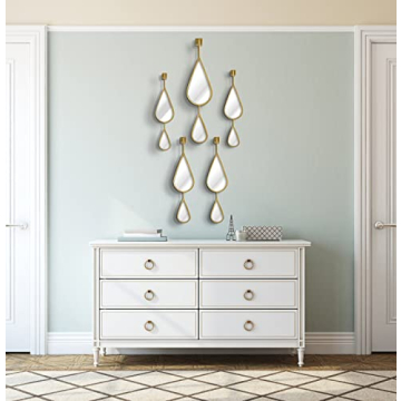 OUSHUAI Gold Teardrop Mirror Set - 5pcs Unique Wall Mirrors for Chic Home Decor