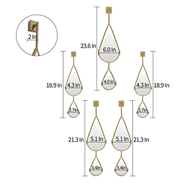Elegant OUSHUAI Gold Teardrop Mirror Set - 5 Pieces