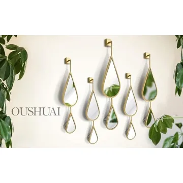 Elegant OUSHUAI Gold Teardrop Mirror Set - 5 Pieces