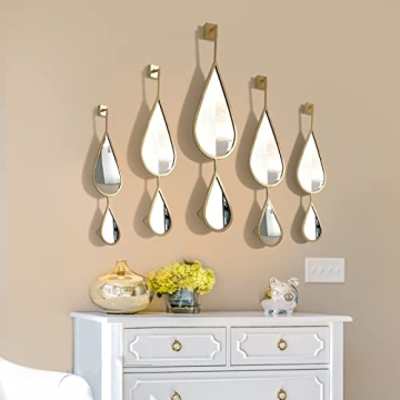 Elegant OUSHUAI Gold Teardrop Mirror Set - 5 Pieces