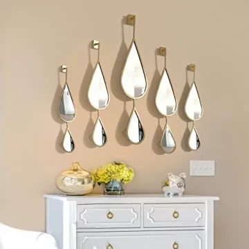 Elegant OUSHUAI Gold Teardrop Mirror Set - 5 Pieces