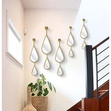 Elegant OUSHUAI Gold Teardrop Mirror Set - 5 Pieces