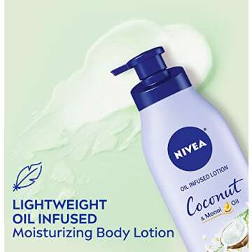 NIVEA Oil Infused Coconut and Monoi Oil Body Lotion, Non-Greasy Coconut Scented Lotion Moisturizes f...